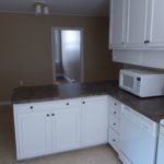 Kitchen counter and microwave