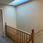 Skylight and carpeted stairs